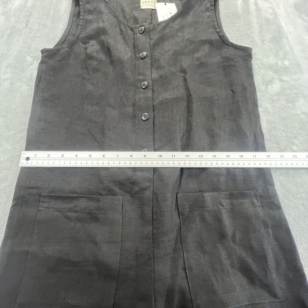 Offon Clothing Linen Jumpsuit Womens S Black Sleeveless Button Front Pockets - Picture 11 of 15